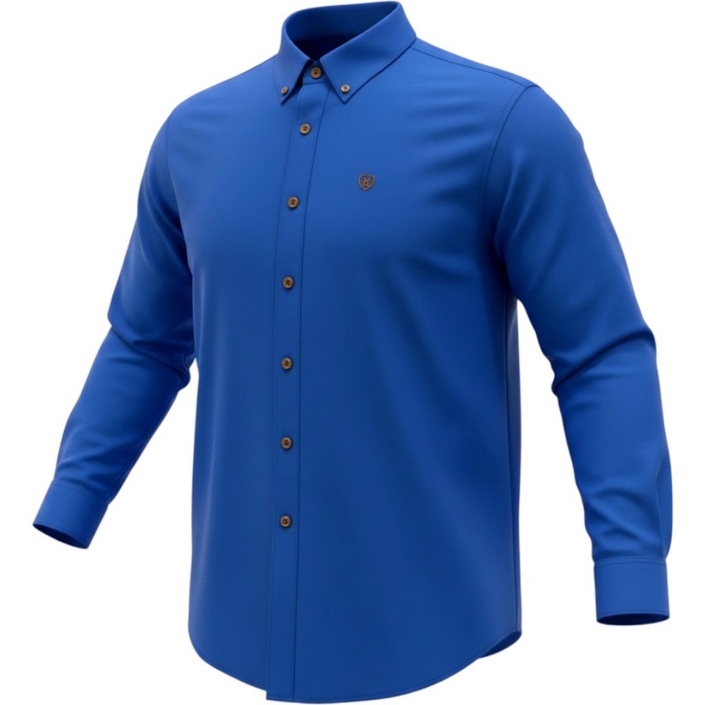 Ariat Mens XXL Royal Blue Long Sleeve Button Down Western Work Shirt Logo‎